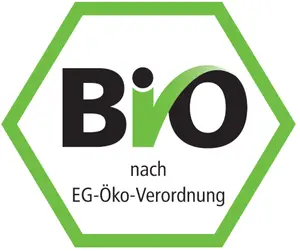 Deutsches Bio-Siegel: Sechseck mit dem Wort Bio